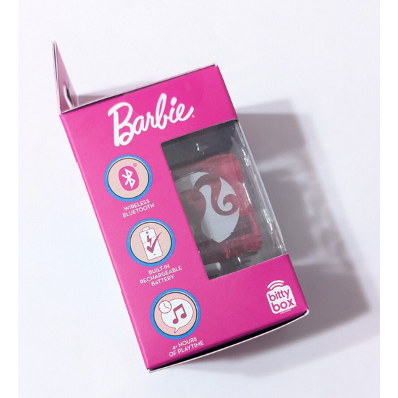 BARBIE Pink Bitty Box Mini Bluetooth Speaker W/ Keychain & Charger, 4H+ Playtime - Picture 4 of 7